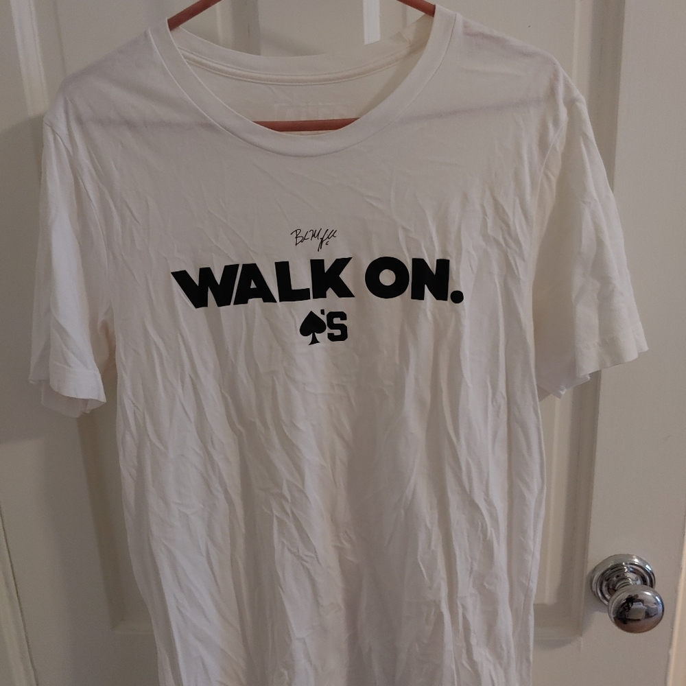 "Walk on" Baker Mayfield Smokin Aces white tshirt